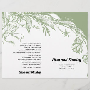 Sage green flowers typography folded program flyer