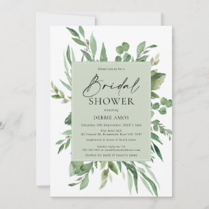Sage Green Foliage Bridal Shower Invitation