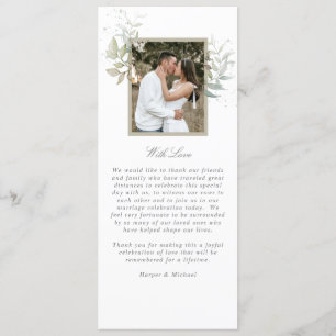 Sage green foliage photo wedding  programme