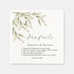 Sage Green Foliage Wedding Fun Facts Napkins