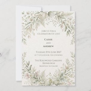 Sage Green Foliage Wedding Invitation