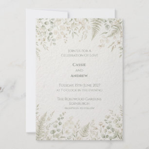 Sage Green Foliage Wedding Invitation