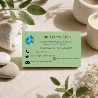 Sage Green Foot Massage Therapist Business Card