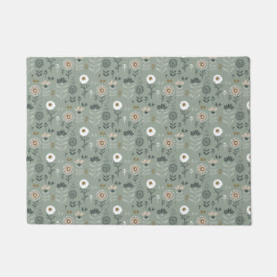 Sage Green Forest Floral Doormat