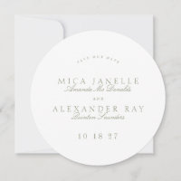 Sage Green Formal Classic Calligraphy Round Photo