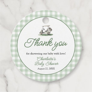 Sage Green Frame Golf New to the Club Baby Shower Favour Tags