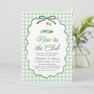 Sage Green Frame Golf New to the Club Baby Shower Invitation