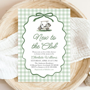 Sage Green Frame Golf New to the Club Baby Shower Invitation