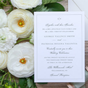 Sage Green Framed Elegant Monogram Wedding Website Invitation