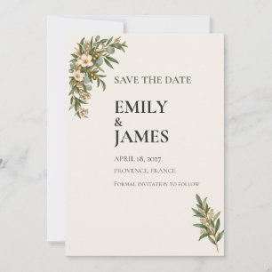 Sage Green French Botanical Wedding Save the Date