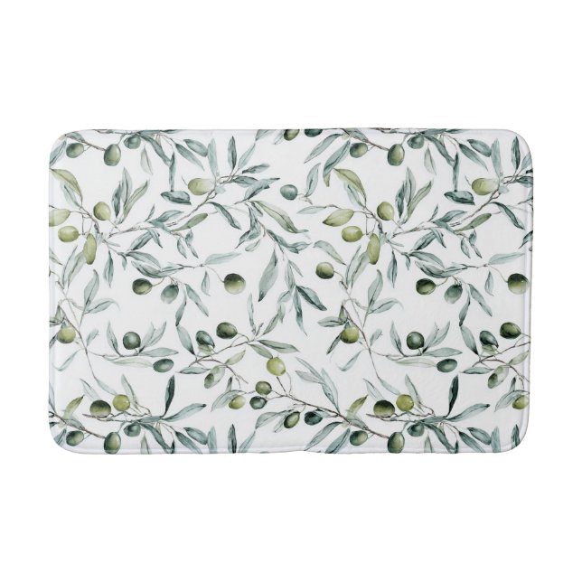 Sage Green French Country Olive  Bath Mat (Front)
