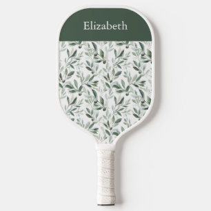 Sage Green French Country Olive Custom Name Pickleball Paddle