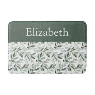 Sage Green French Country Olive Monogram Bath Mat