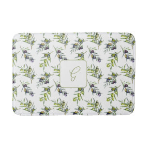 Sage Green French Country Olive Monogram Bath Mat