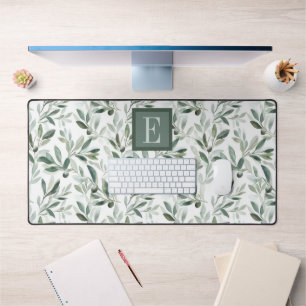 Sage Green French Country Olive Monogram Desk Mat
