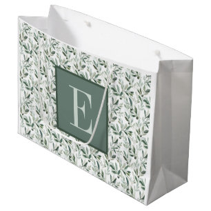 Sage Green French Country Olive Monogram Large Gift Bag