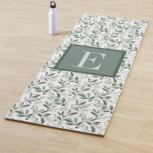 Sage Green French Country Olive Monogram Yoga Mat