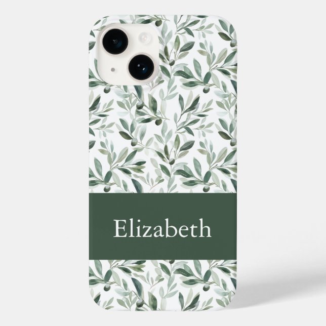 Sage Green French Country Olive Name Case-Mate iPhone Case (Back)