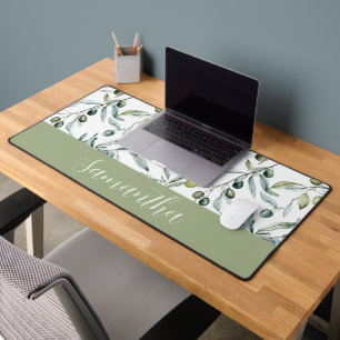 Sage Green French Country Olive Name Desk Mat