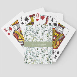 Sage Green French Country Olive Name Playing Cards