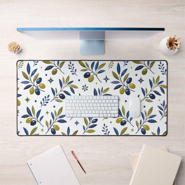 Sage Green French Country Olive Pattern  Desk Mat (Office 1)