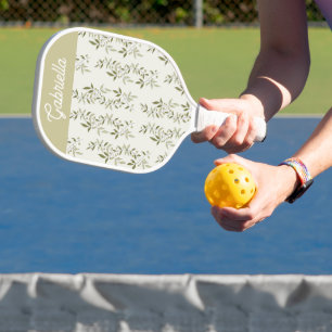 Sage green French country Olive pattern name Pickleball Paddle