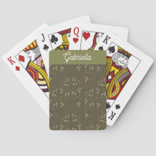 Sage green French country Olive pattern name Playing Cards