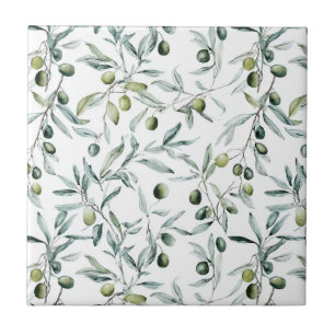 Sage Green French Country Watercolor Olive Tile