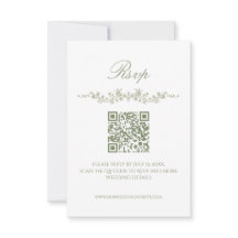 Sage Green French Floral RSVP Card with QR Code