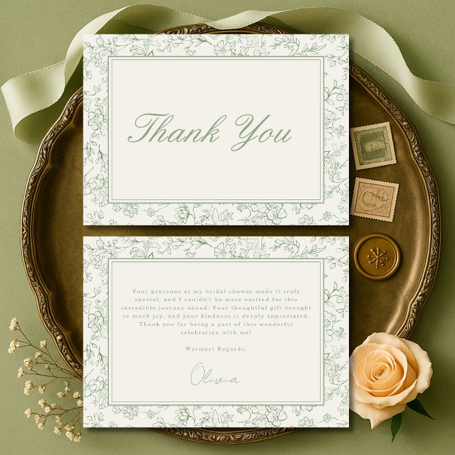 Sage Green French Ivory Bridal Shower Thank You (Creator Uploaded)