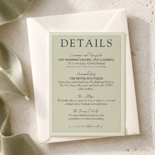 Sage Green French Trellis Wedding Enclosure Card