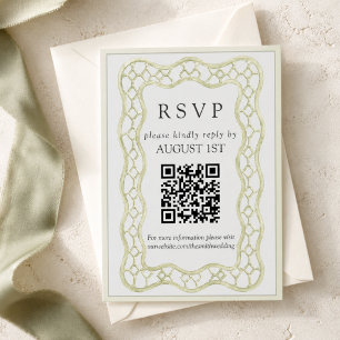 Sage Green French Trellis Wedding RSVP Card