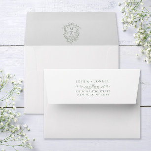Sage Green French Wedding Pre-Printed Address 5x7 Envelope