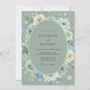 Sage Green Frosty Nature Wedding Invitation