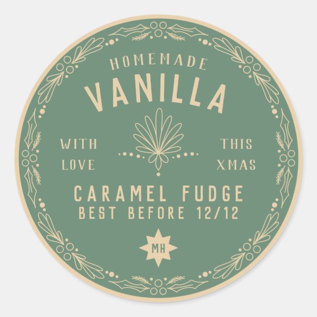 Sage Green Fudge Christmas DIY gift label  (Front)