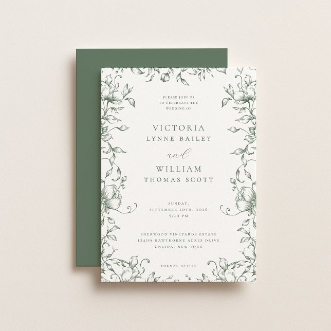 Sage Green Garden Floral Wedding Invitation (Creator Uploaded)