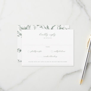 Sage Green Garden Floral Wedding RSVP Card
