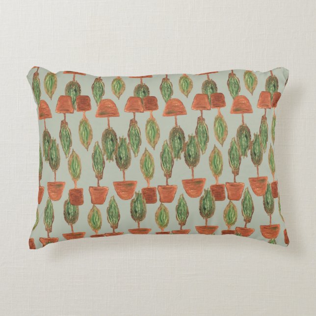 Sage Green Garden Topiary Topiaries Artisan  Throw Decorative Cushion (Front)