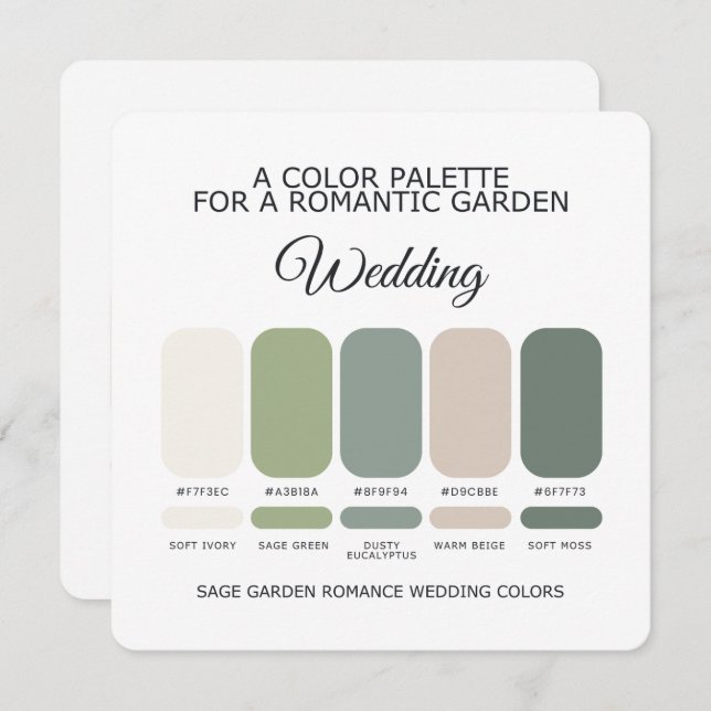 Sage Green Garden Wedding Color Palette Card (Front/Back)