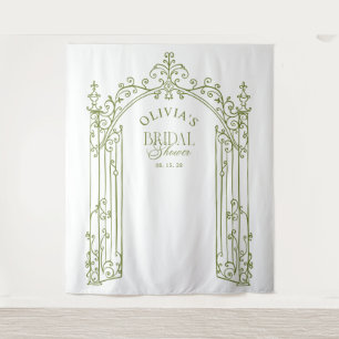 Sage Green Gate Bridal Shower Photo Backdrop Tapestry