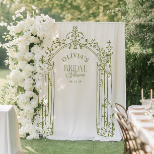 Sage Green Gate Bridal Shower Photo Backdrop Tapestry