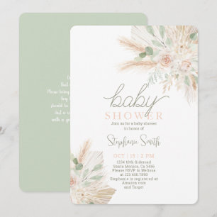 Sage Green Gender Neutral Baby Shower Invitation