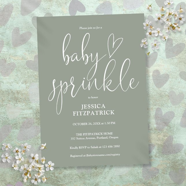 Sage Green Gender Neutral Baby Sprinkle Shower Invitation (Sage Green Gender Neutral Baby Sprinkle Shower Invitation)