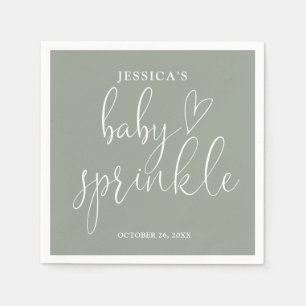 Sage Green Gender Neutral Baby Sprinkle Shower Napkin