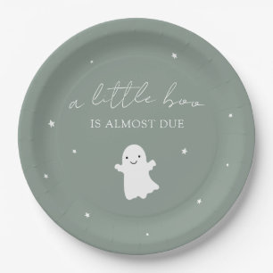 Sage Green Gender Neutral Fall Baby Shower Paper Plate