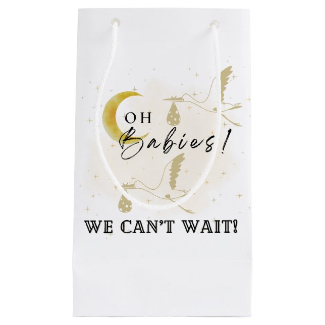 Sage Green Gender Reveal Baby Animal Safari Small Gift Bag (Front)