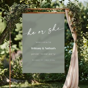 Sage Green Gender Reveal Welcome Sign 