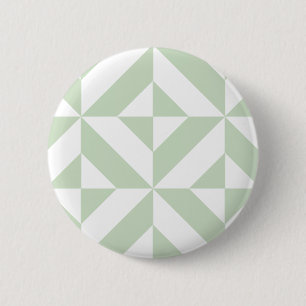 Sage Green Geometric Deco Cube Pattern 6 Cm Round Badge