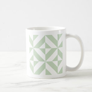 Sage Green Geometric Deco Cube Pattern Coffee Mug