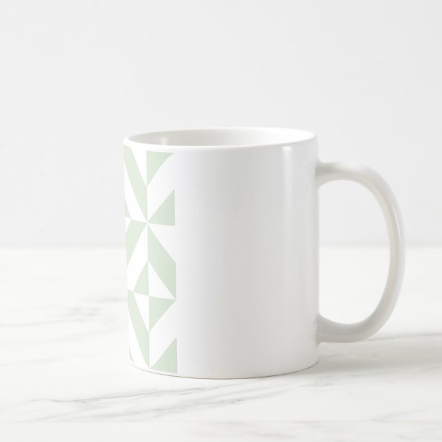 Sage Green Geometric Deco Cube Pattern Coffee Mug (Right)